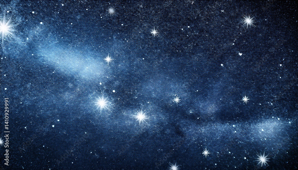 Naklejka premium dark blue white black glitter texture abstract banner background with space Twinkling glow stars effect Like outer space night sky universe Rusty rough surface grain