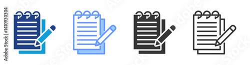 Notes icon set multiple style collection