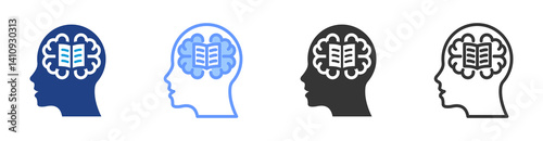 Memorization icon set multiple style collection