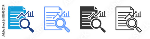 Research icon set multiple style collection