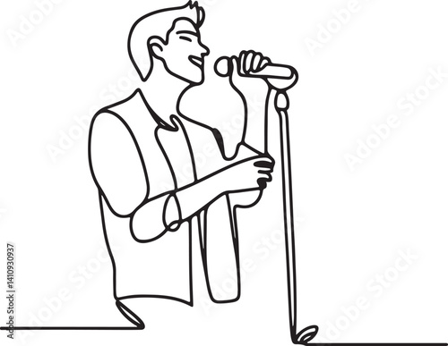 Happy Pop Singer Performing Outline