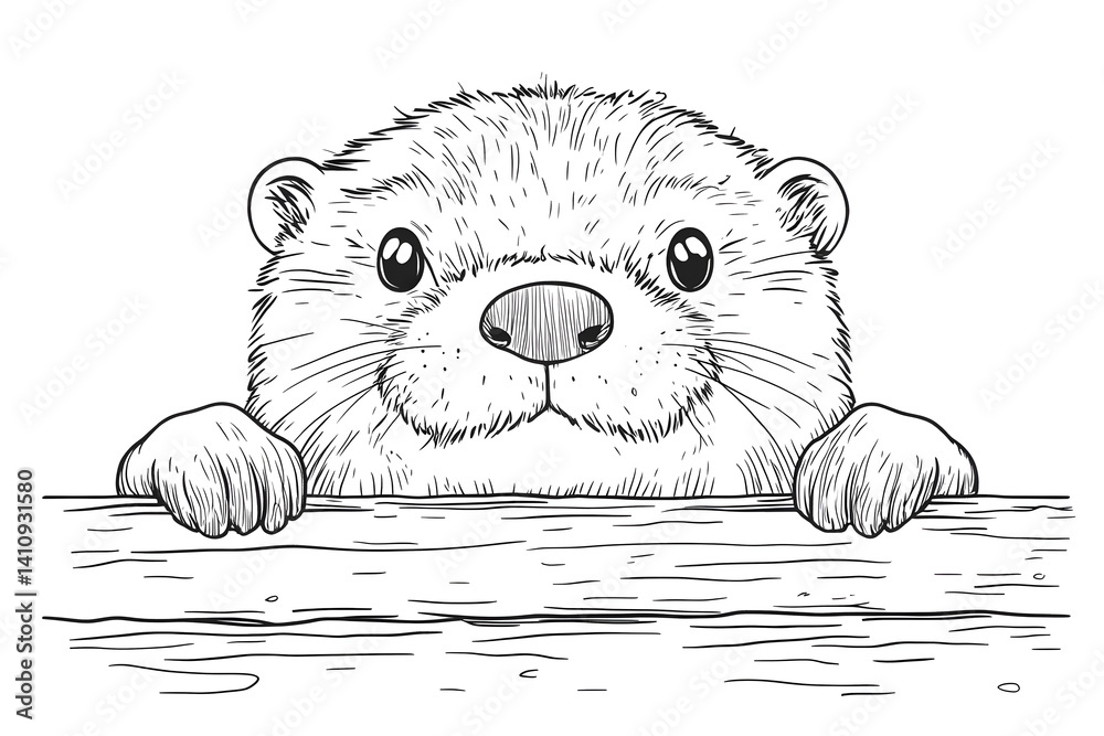 Adorable otter sketch illustration