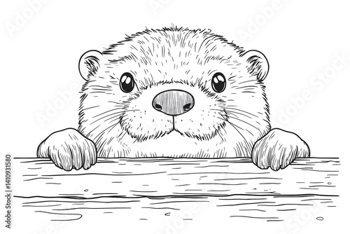 Obraz na płótnie Adorable otter sketch illustration w salonie