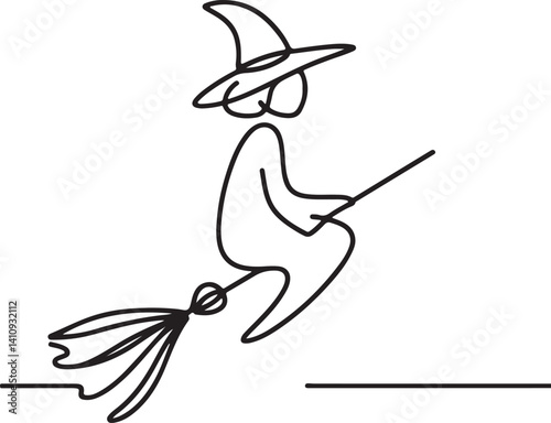 Halloween Witch Broom Outline