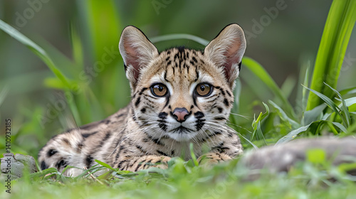 Wallpaper Mural Young Ocelot Kitten In Grass Torontodigital.ca