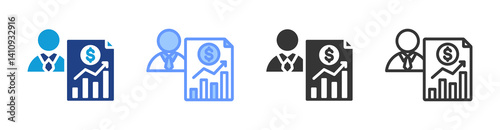 Broker icon set multiple style collection