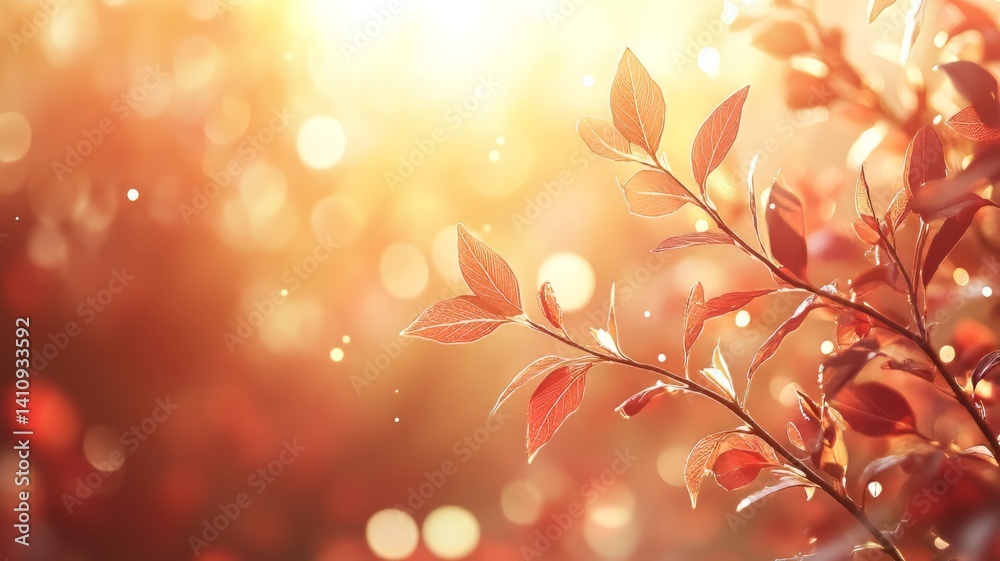 Fototapeta premium Vintage tone, red foliage, sunlight blur.