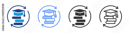 Continuing Education icon set multiple style collection