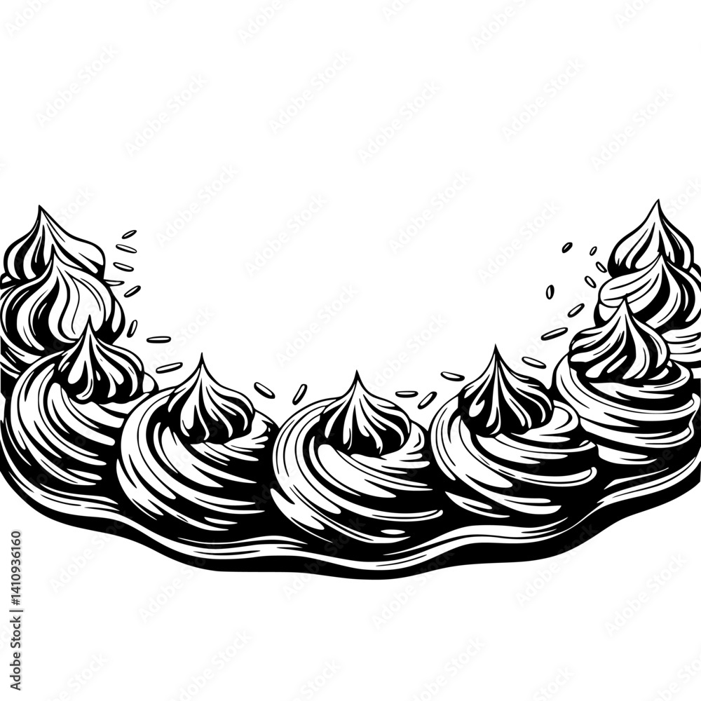 Fototapeta premium Frosted Cake Edge, Minimalist Black & White Vector Design
