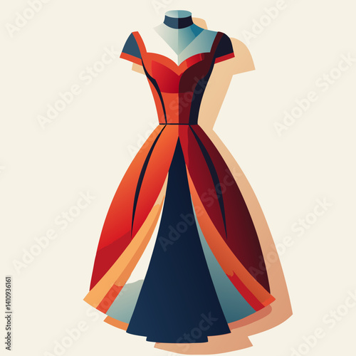 colorful illustration of a cocktail dress