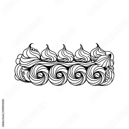 Elegant Iced Cake Decoration Illustration in Gray Tones