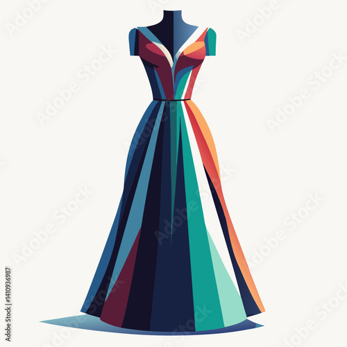 colorful illustration of a maxi dress