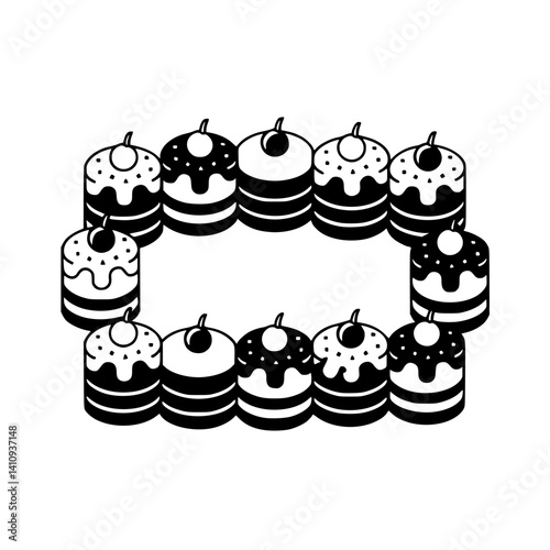 Cake Frame: Black & White Minimalist Dessert Design