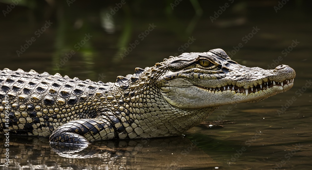 Alligator Relaxing in Water Looking to the Side Alligator Relaxing in Water Looking to the Side