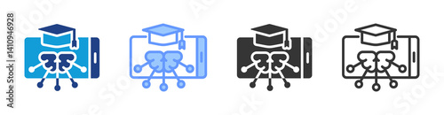 Microlearning Modules icon set multiple style collection