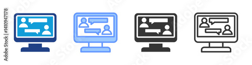 Online Chat icon set multiple style collection