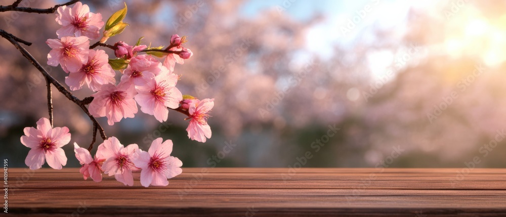 Cherry blossoms on table Cherry blossoms on table