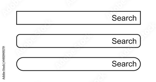検索ボックス、検索窓のイラストセット（英語、白）