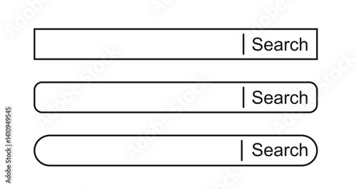 検索ボックス、検索窓のイラストセット（英語、線）