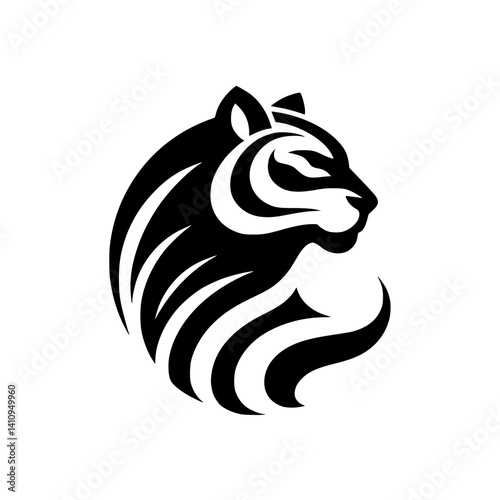 Wallpaper Mural Minimalist Tiger Head Logo - Bold Black and White Design Torontodigital.ca