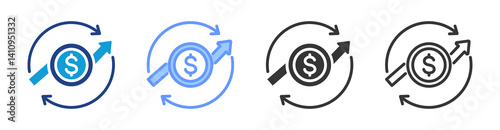 Cash Flow icon set multiple style collection