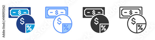 Dividend icon set multiple style collection