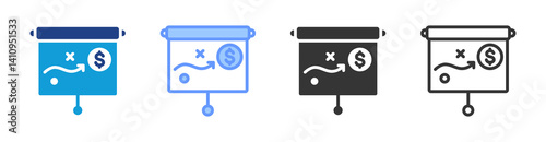 Strategy icon set multiple style collection