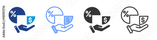 Profit Margin icon set multiple style collection