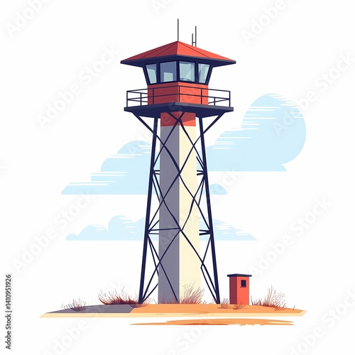Explore Scenic Lighthouse Illustrations. Vector Graphics of Coastal Architecture, Towers, and Observation Points in Minimalist Design photo