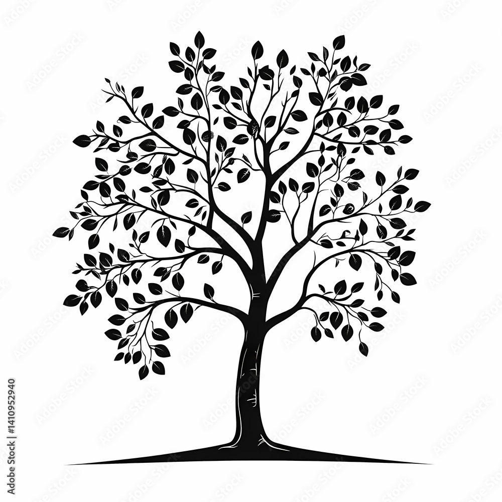 Black and White Silhouette of Tree Illustrates Tranquil Growth and Natural Beauty in Eco-Friendly Forest with Organic Design Black and White Silhouette of Tree Illustrates Tranquil Growth and Natural Beauty in Eco-Friendly Forest with Organic Design