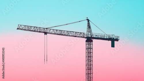 Construction Crane Against a Pastel Sky
