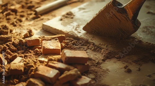 Construction site debris. Tools and materials