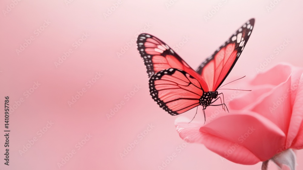 Obraz premium Butterfly on pink rose