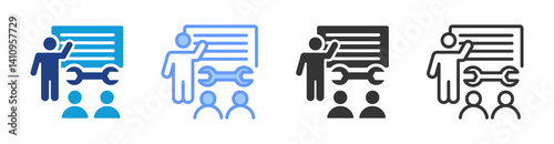 Job Training icon set multiple style collection