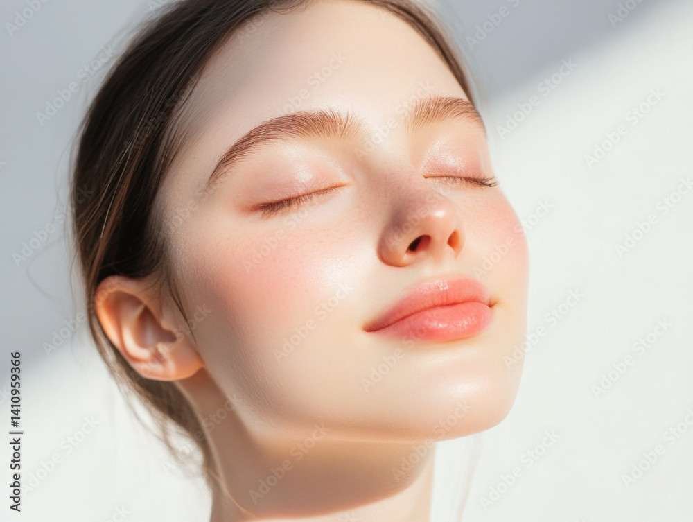 Woman sunbathing, closed eyes Woman sunbathing, closed eyes