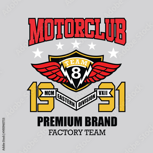 motor club with eastern division for team design art, typography design, graphic ready to print for t-shirt
