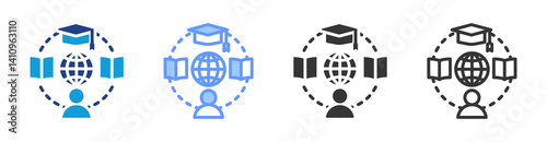 Student Service icon set multiple style collection
