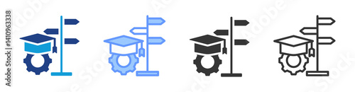 Academic Majors icon set multiple style collection