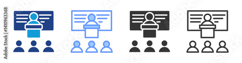 Lecture Halls icon set multiple style collection
