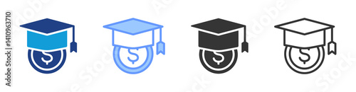 Academic Scholarship icon set multiple style collection
