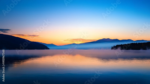 Wallpaper Mural Misty Sunrise Over Mountain Lake Landscape Torontodigital.ca