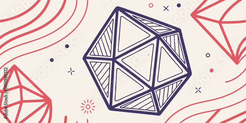 Abstract Geometric Shapes  Line Art Design with Elegant Curves and Polygons