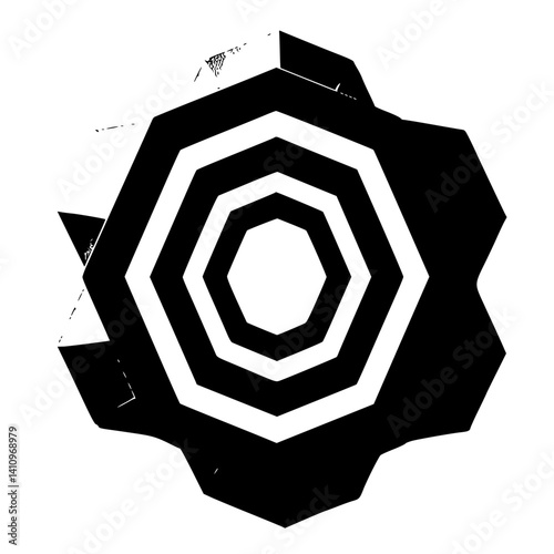 Geometric Abstract: Black, White, and Gray Hexagon Artwork
