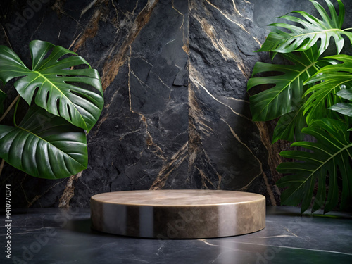 Minimal Podium with Plant Decor