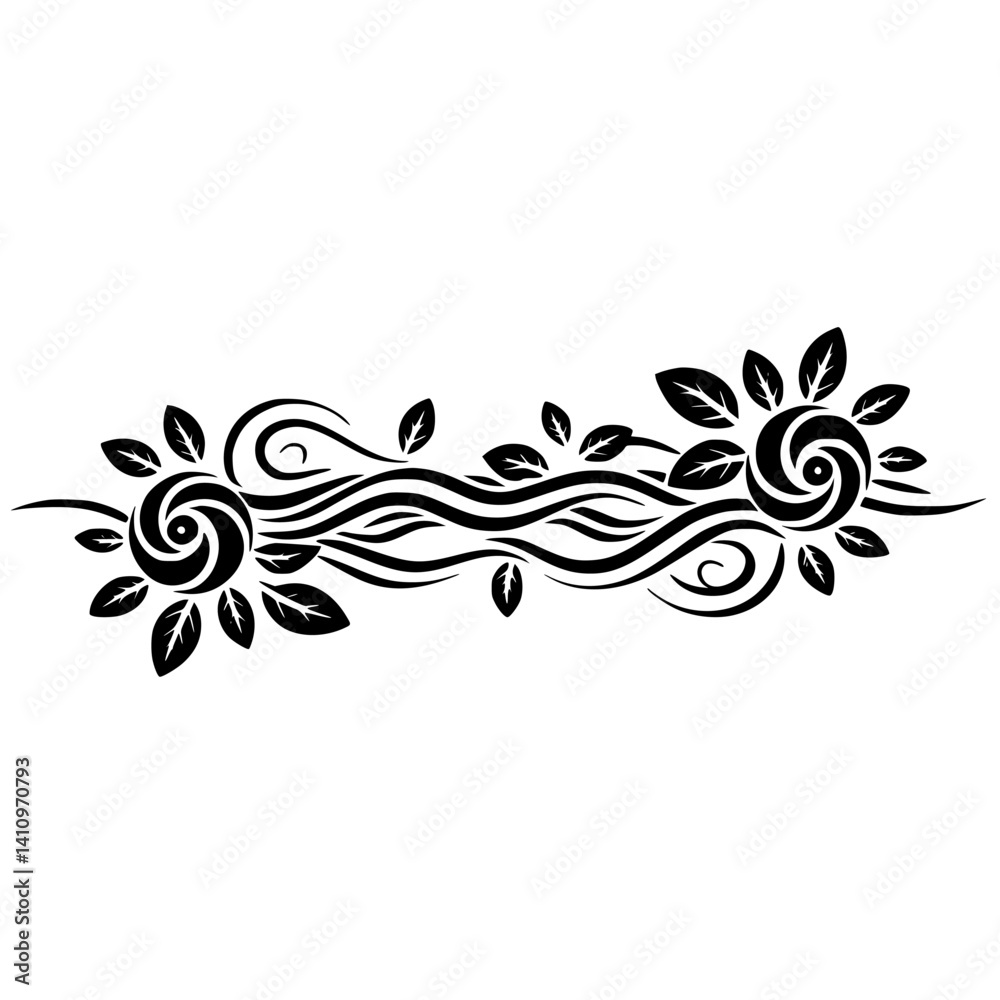Elegant Floral Ornament: Black & White Vector Design Element Elegant Floral Ornament: Black & White Vector Design Element