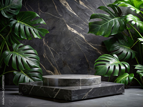 Empty Stone Podium Background