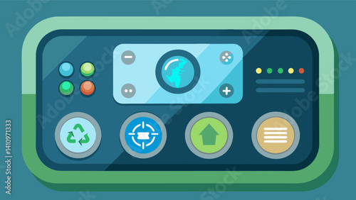 Instead of traditional plastic buttons and s the control panel is made of touchsensitive recycled glass adding a futuristic touch to the interior design.. Vector illustration