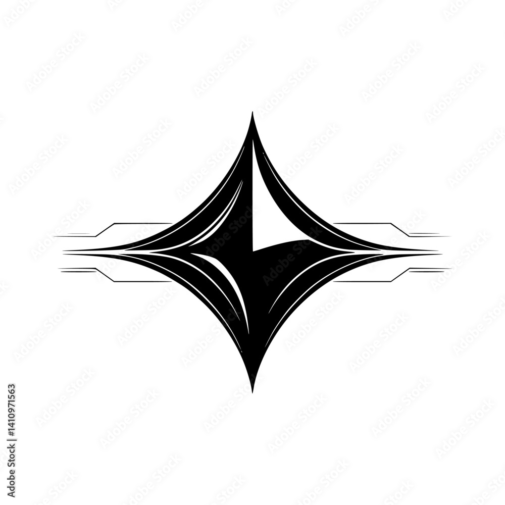Fototapeta premium Abstract Starburst Logo, Black & White Geometric Design