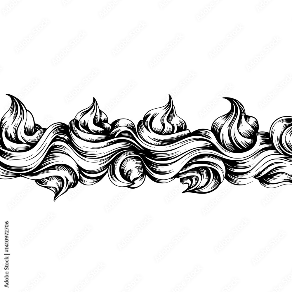 Fototapeta premium Flowing Black and White Swirls: Decorative Border Design