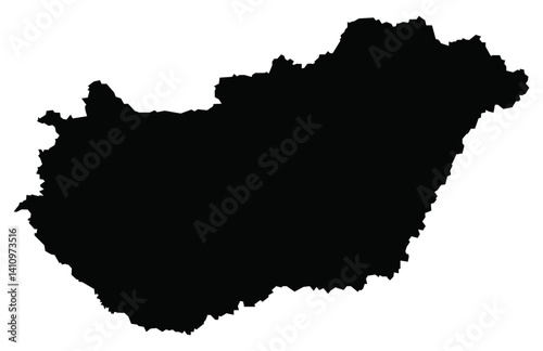Black Silhouette Hungary Map Europe Country